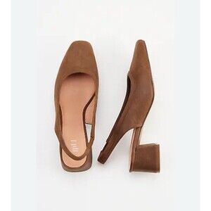 NWOB J.Jill Light Brown Leather Dressy Minimalist Suri Slingback Shoes, Sz. 7